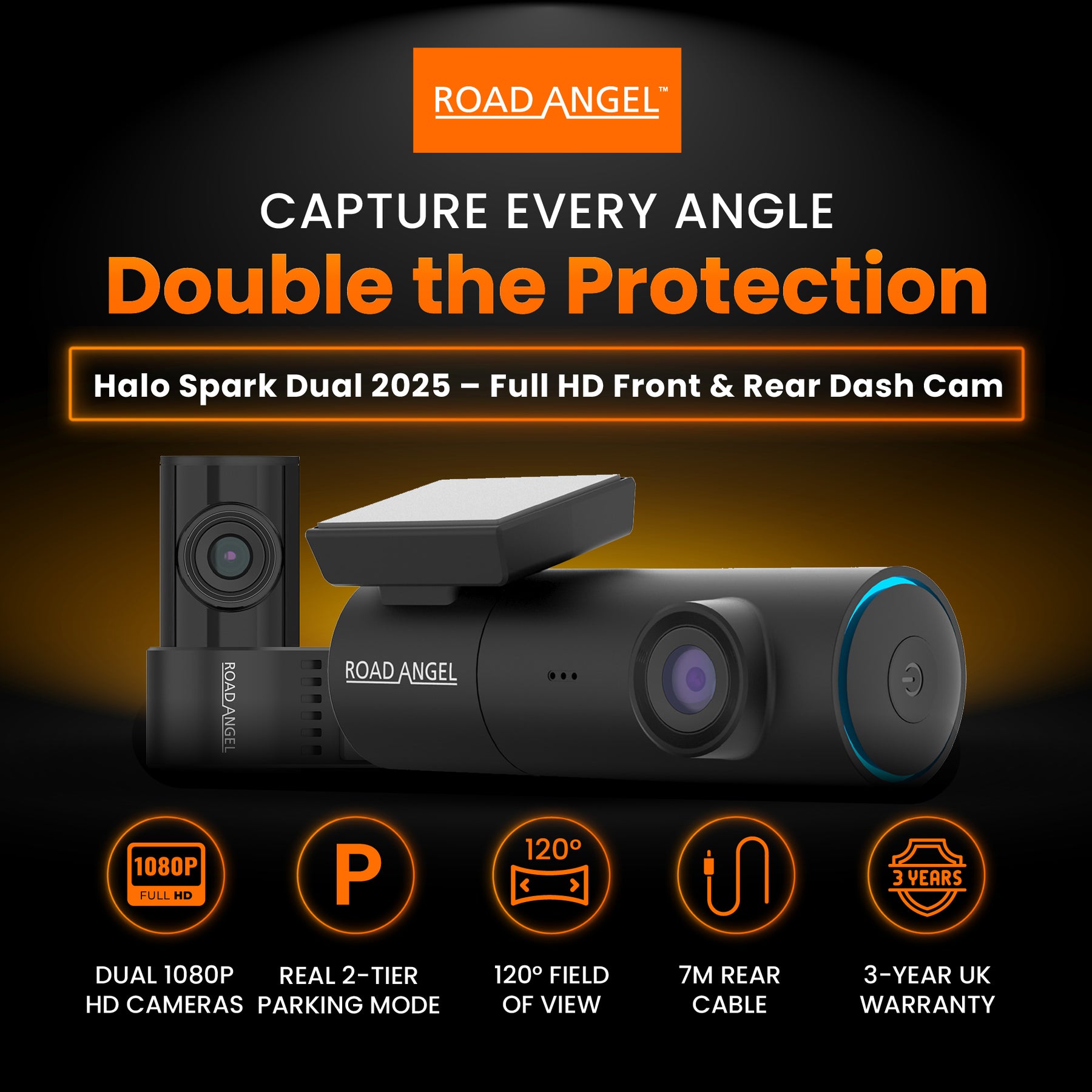 Allianz Halo Spark – Dual Dash Cam with Night Vision & 128GB SD Card