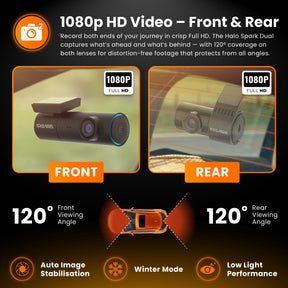 Allianz Halo Spark – Dual Dash Cam with Night Vision & 128GB SD Card