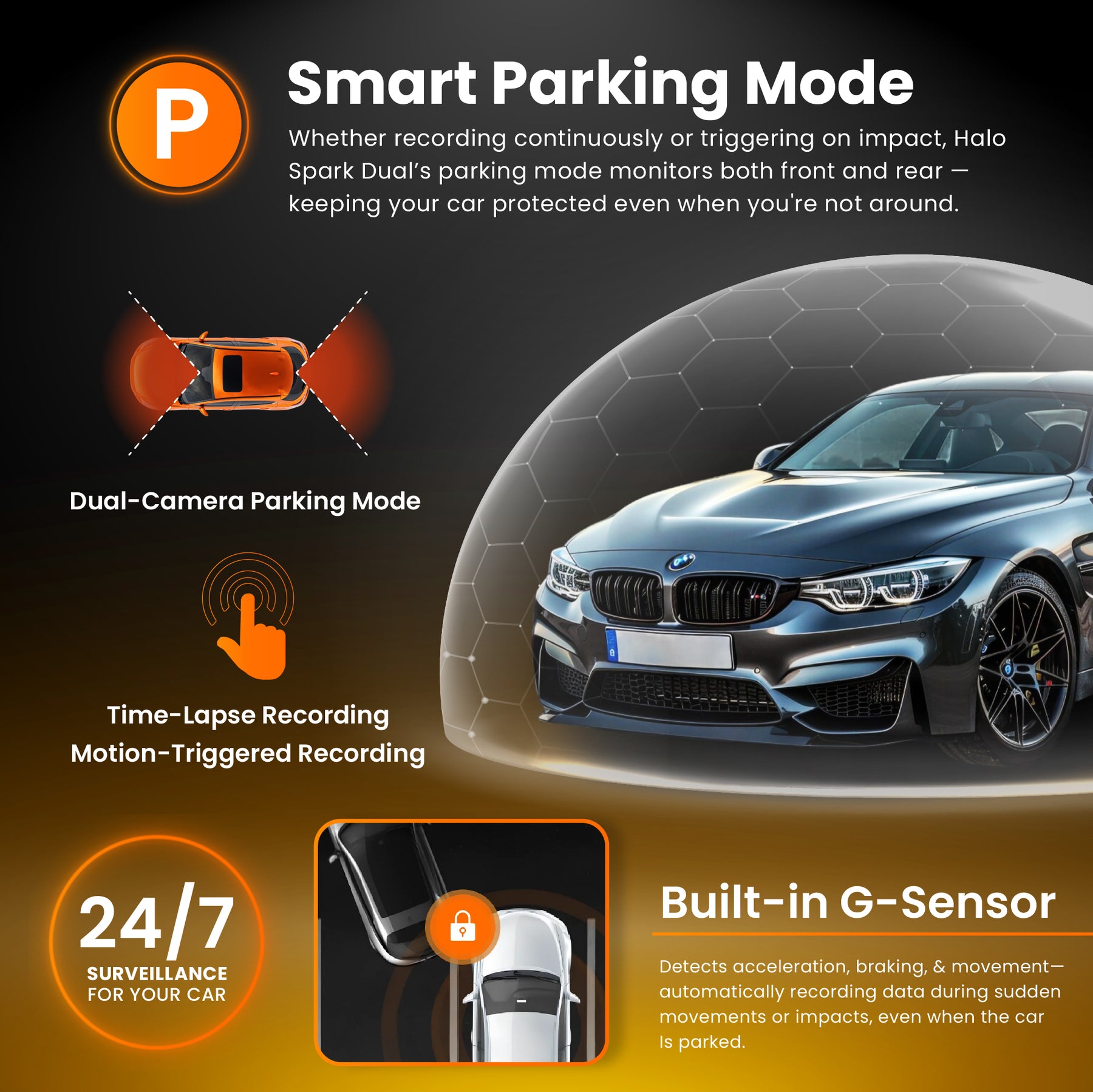 Allianz Halo Spark – Dual Dash Cam with Night Vision & 128GB SD Card