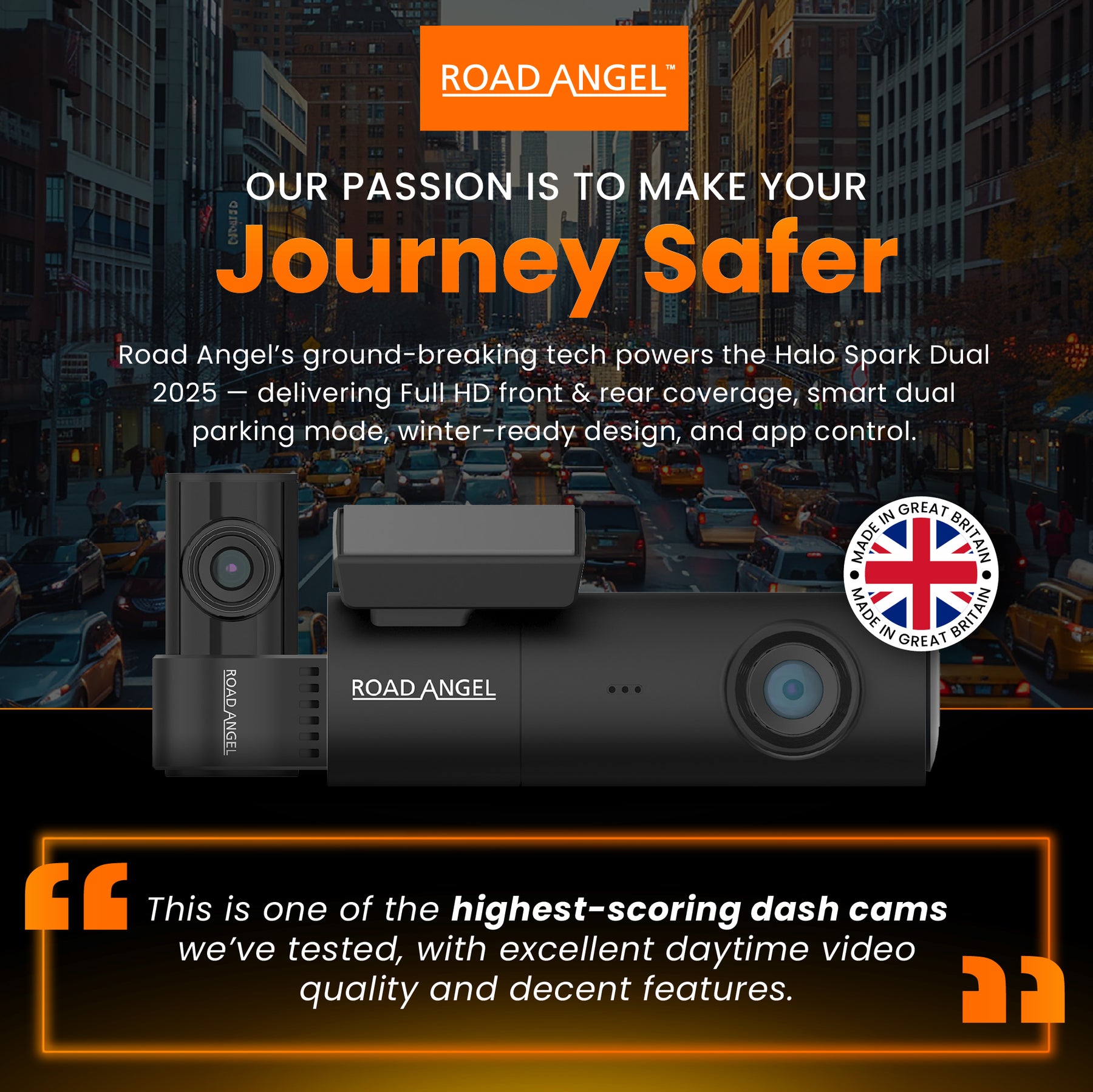Allianz Halo Spark – Dual Dash Cam with Night Vision & 128GB SD Card