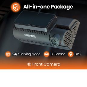 Ferrari - Road Angel Halo Edge 4K Dash Cam with Parking Mode & Quick Release Mounting With 64GB SD Card & Hardwiring Kit Bundle