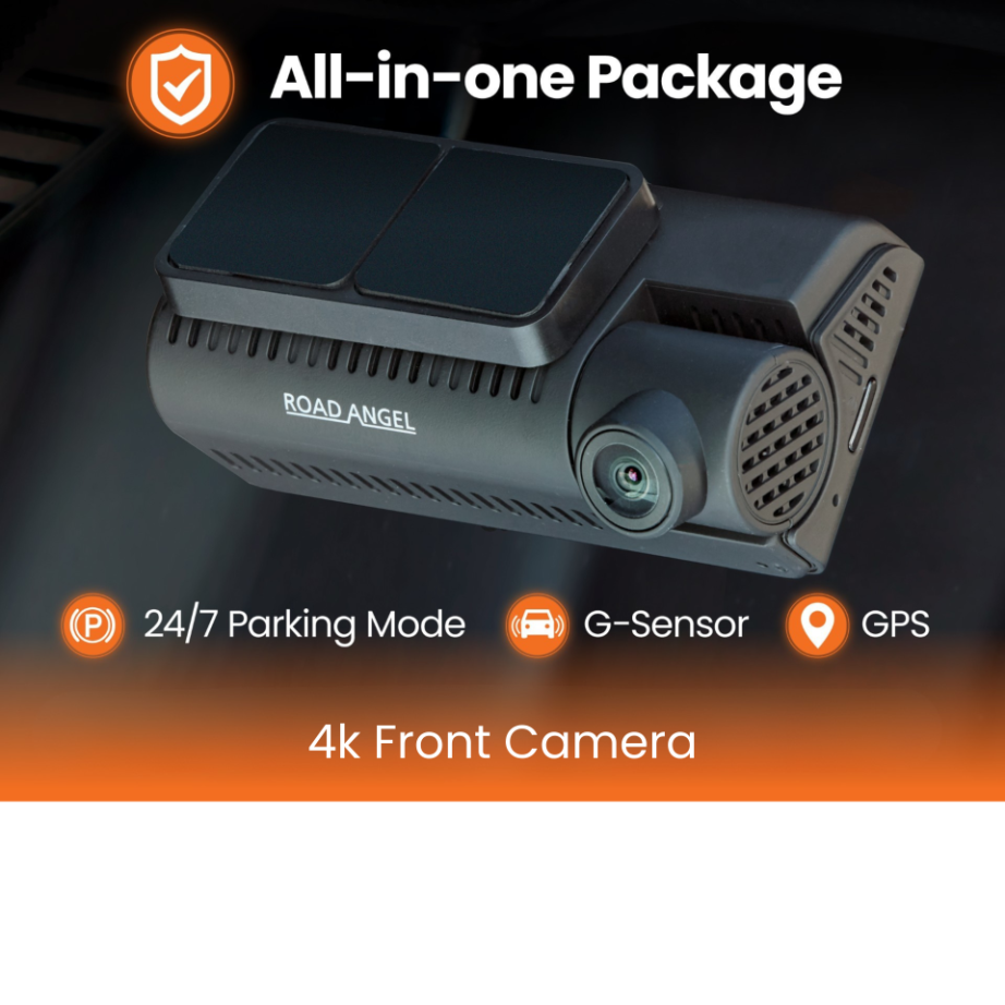 Ferrari - Road Angel Halo Edge 4K Dash Cam with Parking Mode & Quick Release Mounting With 64GB SD Card & Hardwiring Kit Bundle
